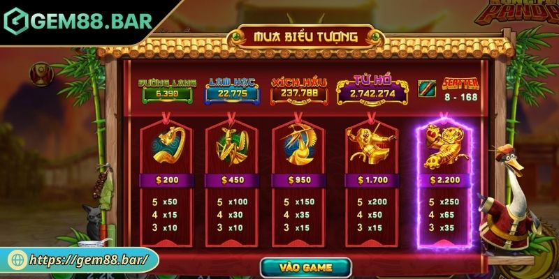 Khám phá game nổ hũ Kungfu Panda GEM88

